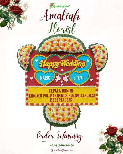 Karangan Papan Bunga Pernikahan di Kaloran